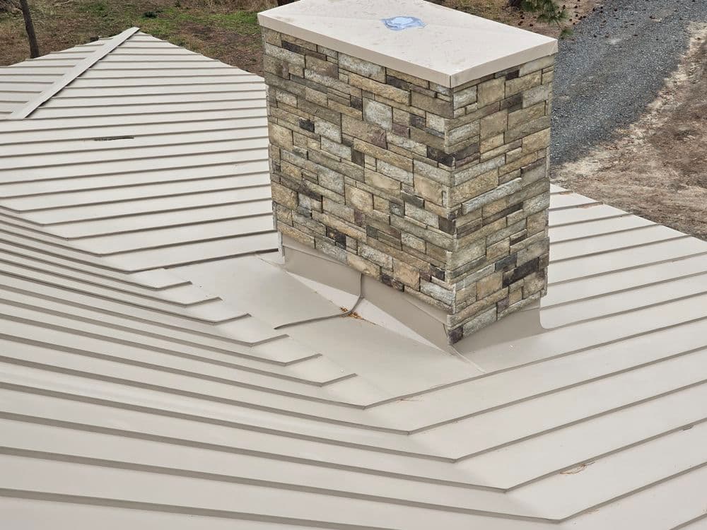 Gallery photos for Tapered Panels and Custom Chimney Cricket on Standing Seam Metal Roof: Image #2